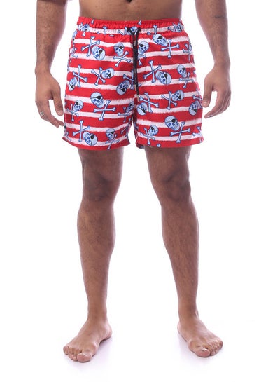 Buy Printed Swim Shorts With Elastic Waist & Drawstring in Egypt
