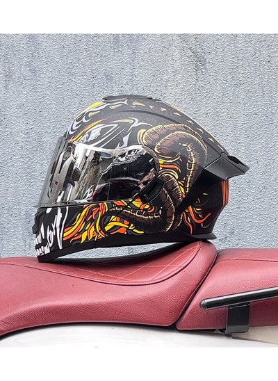 Buy New Double Mirror Helmet Semi Full Cover Four Seasons Motorcycle Helmet in Saudi Arabia