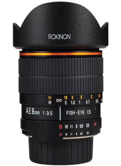 Buy Rokinon 8mm Ultra Wide F/3.5 Fisheye Lens with Auto Aperture and Auto Exposure Chip for Nikon AE8M-N in UAE