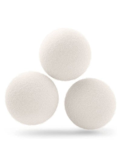 Buy Wool Dryer Balls 3 Pack  XL Size Natural Fabric Softener 100% Organic Premium Wool Chemical Free Reduces Wrinkles Lint Free, Odorless 1000+ Loads Baby Safe Saving Energy and Time in UAE