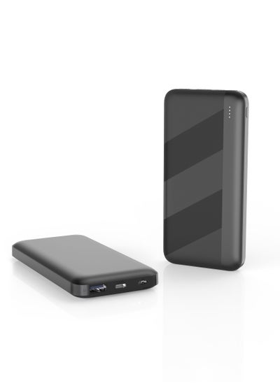 Buy 10000mAh 22.5W Fast Charging Portable Power Bank  with USB C and dual A ports for Charging iPhone, Android, AirPods, iPad & More in Elegant Black in UAE