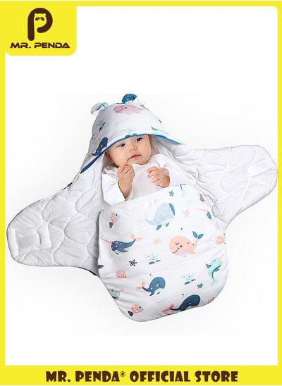 Buy Baby Hooded Swaddle Soft Baby Swaddle, Wrap Winter Sleeping Bag for Newborn Cotton Baby, Wrap Blanket Newborn Swaddle Sleeping Bag Pure Cotton Spring Autumn Winter for Boys and Girls 0-3 Months in Saudi Arabia