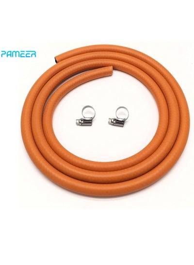 Buy 1.8-meter Butane/propane LPG Gas Cylinder Hose Pipe 9mm internal bore with 2 clips, Hose Propane Butane LPG gas Pipe for outdoor Camping Barbecue party, BBQ set, Connection Kit for LP/LPG. in UAE