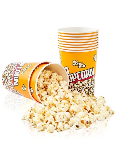 اشتري 50 Pack Popcorn Buckets, Disposable 32oz Retro Style Paper Leak Proof Popcorn Containers Popcorn Bowls for Family Movie Night & Party في الامارات