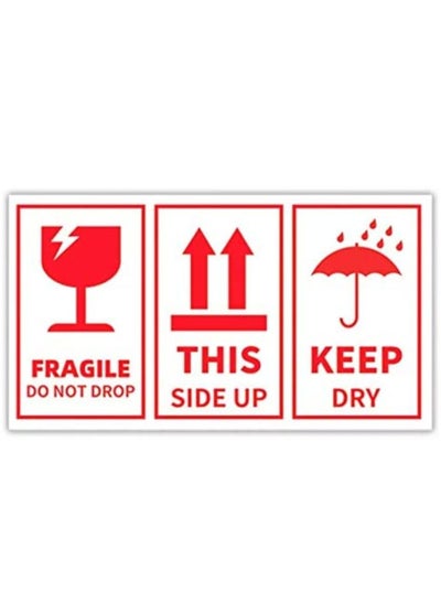 Buy 250 Fragile Label Stickers for Safe Shipping, Red Fragile Do Not Drop This Side Up Warning Stickers Label (Style C - 5 x 9cm) in UAE