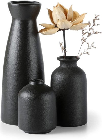 Buy 3 Set Black Ceramic vase Small Flower vases for Decor,Modern Home Decor, Vases for Decor,Pampas Grass Vase,Dried Flowers Vases,Living Room,Table Shelf, Centerpieces Decoration in Saudi Arabia