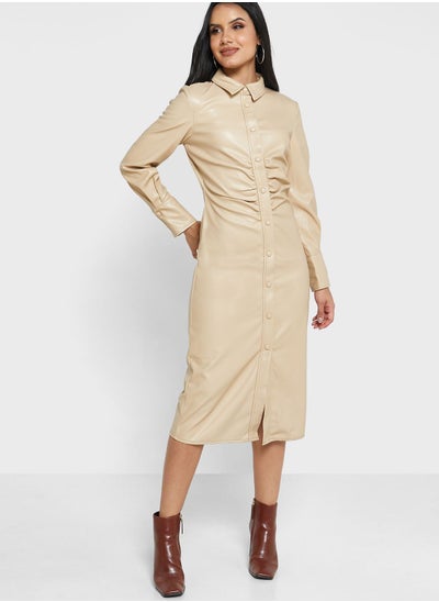 Buy Pleat Detail Button Down Dress in UAE