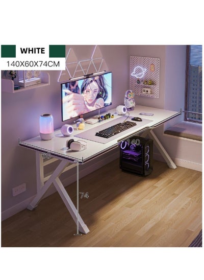 Buy Gaming Desk,Home Office Desk,Simple Game Table for Home Bedroom Table,Gamer Workstation,Ideal for Students Writing Study Table (White 140x60x75 cm) in Saudi Arabia