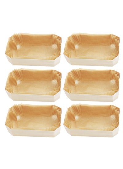 اشتري Paper Loaf Pan, Oven Tray Tool Trays Poplar Wood Paper Loaf Pan, Paper Baking Loaf Mold Recyclable Providing Beautiful Display for Baked Goods Loaf Toast Mold 6 Pcs Dessert Trays Cheesecake في الامارات