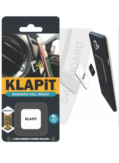 اشتري KLAPiT CELLMOUNT - Ultra-Compact Strong Magnetic Mobile Phone Holder – The Versatile 1x1 Inch Solution for Car, Desk, Bed and More - Easy Removal, no Residue (Black) في الامارات