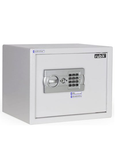 Buy Large Safe Box with Digital Keypad Combination Lock and Emergency Keys for Business Office Home A4 Documents Passports Cash Money Jewellery Valuables Size 30x38x30cm - RB30-WHT in UAE