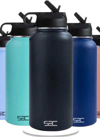 Buy Stainless Steel Water Bottle 1L,32oz Double Wall Vacuum Insulated Water Bottle, BPA Free Water Bottle for Kids School with Straw lid- Thermos Water Flask for Hot Water, Water Bottle in UAE