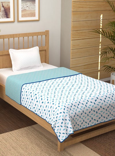 اشتري Story@Home 100% Cotton Reversible Summer Dohar Single Bed AC Blanket for Summer Light Weight Soft Blanket(86"x56", White & Blue) في الامارات