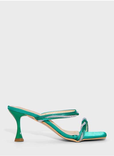 Buy Strappy Embellished Heeled Mule in Saudi Arabia