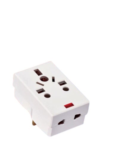 اشتري 3 Way Adapter with Square-Pin, Universal Socket with Light And 13A Fuse. Travel Adaptor for KSA/UAE/UK/HK, AC Power Plug for US/AU/JP/CN, 3 Pin plug adapter 13Amp Multiplug 3 Way Multi Plug في الامارات