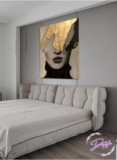 Buy Woman Face with Golden Map Painting Decorative Wall Art Wall Decor Card Board MDF Home Decor for Living Room, Drawing Room, Office Room and Bedroom 40CM x 60CM in Saudi Arabia