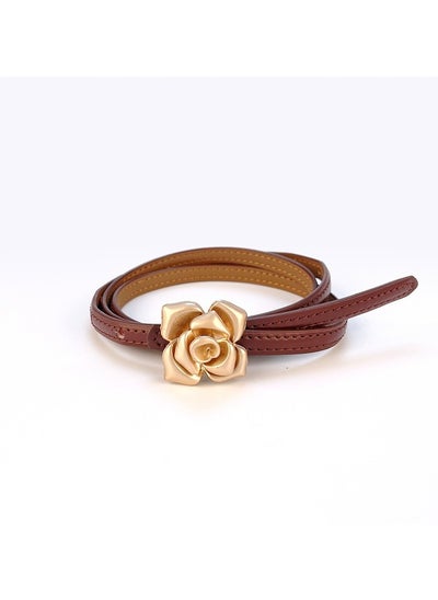 اشتري New Rose Metal Buckle Fashion Versatile Genuine Leather Waist Slim Fit Casual Belt في السعودية