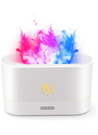 Buy Colorful Flame Air Aroma Diffuser Humidifier, Upgraded 7 Flame Colors Noiseless Essential Oil Diffuser for Home,Office,Yoga with Auto-Off Protection 180ml (8Hours White) in Egypt