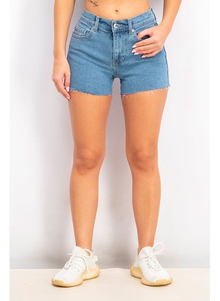 Buy Women Slim Fit Denim Shorts, Blue in UAE