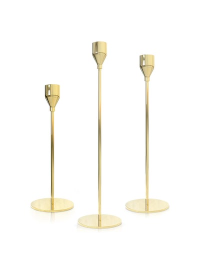 اشتري Candlestick Holders for Taper Candles, Set of 3 Taper Candle Holders for Candlesticks, Ideal for Home Décor, Wedding, Birthday Party, Date Night, Dinning or Other Special Occasions (Rose Gold) في السعودية