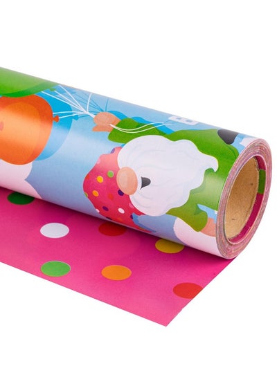 اشتري Reversible Wrapping Paper Roll Mini Roll Birthday Gnome Pattern Great For Baby Shower Birthday Party 17 Inches X 32.8 Feet في الامارات