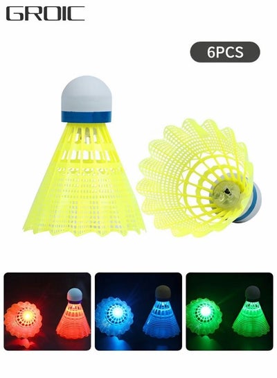 Buy LED Badminton Shuttlecocks Dark Night Glow Birdies Lighting for Outdoor & Indoor Sports Activities, LED Nylon Shuttlecocks for Night (Nylon 6 pcs) in Saudi Arabia