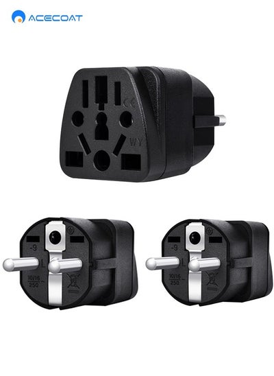 Buy 3-Pack Universal EU Travel Adapter Plug Converter,2500W Multi-country 3-Prong Power Solution-Converts EU/JP/AU/UK/CN/S to EU,Safe & Multi-function Wall Charger for Smartphones,Laptops & More,Black in Saudi Arabia