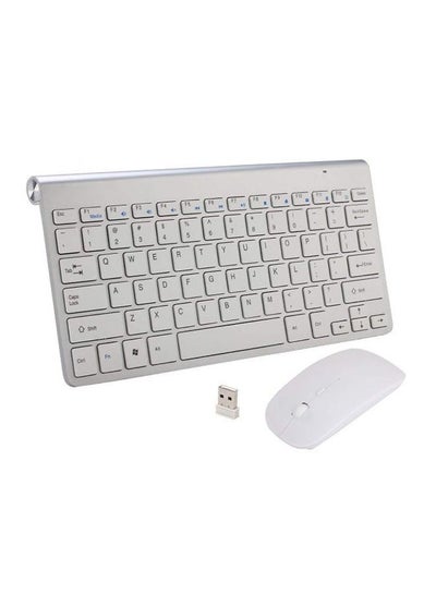 Buy Wireless Keyboard and Mouse For Smart TV, Windows, IOS, NVR Silver in Saudi Arabia