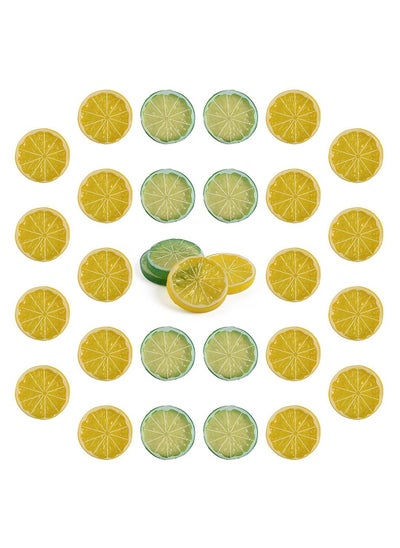 Buy Highly realistic home party decorative model of artificial lemon slice fruit (20 yellow +10 green) in UAE