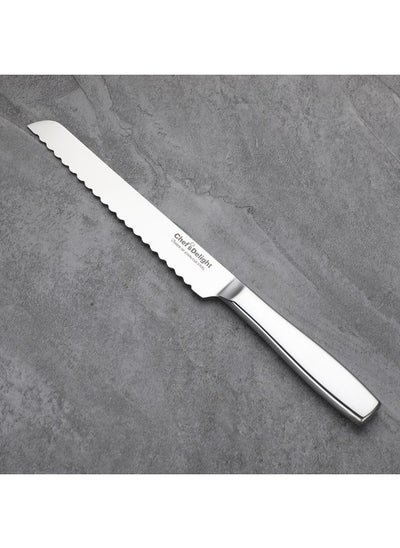 Buy Chef'S Delight Celina Pro Bread Knives 8 Inch Sharp Stainless Steel Premium Quality Shiny Silver Finish Ideal For Slicing Bread And Baked Goods in UAE