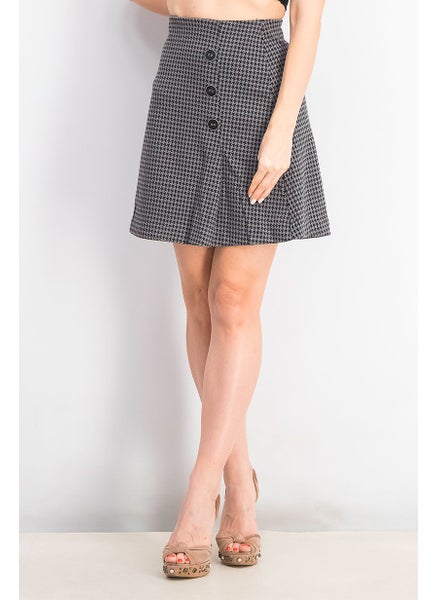 Buy Women Checkered Mini Skirt, Black/Grey in Saudi Arabia