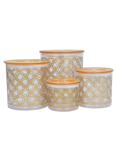 Buy A Set Of Round Plastic Containers Embossed With Golden Circles 4 Pieces in Saudi Arabia