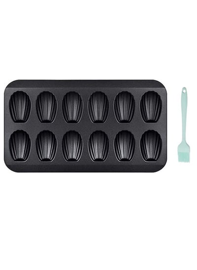 اشتري Madeleine Pans 12 Well Nonstick Baking Pans Shell Shape Pan Trays Heavy Duty Shell Shaped Mini Cookies Cake Mold Pan for Oven Baking Warp Resistant Shell Shape Madeleine Mold Cake Pan في الامارات