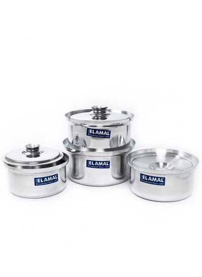 Buy Elamal Aluminum Pots Set Consisting of 4 Pots Egyptian Industry Size 14cm/16cm/18cm/20cm in Saudi Arabia