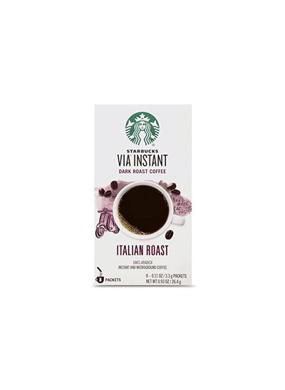 Buy Starbucks VIA Instant Coffee Dark Roast Packets 100% Arabica 1 box (8 packets) Italian Roast 0.93 Ounce in UAE