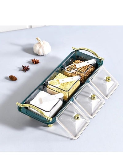 Buy Square Serving Dishes Portable Tray Dry Fruit Snack Platter Candy Nuts Container with Lid Kitchen Spice Organizer XQ-042 in Saudi Arabia