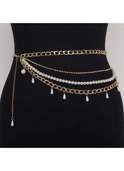 Buy 2020 Boho Pearl Layered Chain BeltGold Gold in UAE