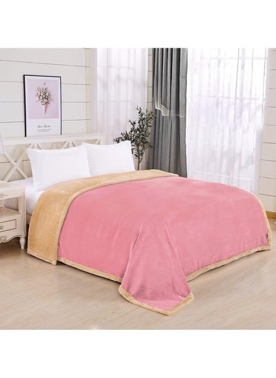 Buy Blanket King Size 200 X 220 Cm Reversible Velvet Fur Bed Blanket Dual Color for All Season in Saudi Arabia