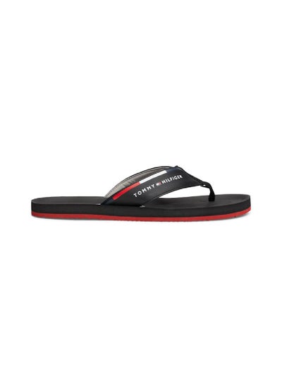 Buy Men's Comfort Hilfiger Beach Flip Flops - Polyester, Black in Saudi Arabia