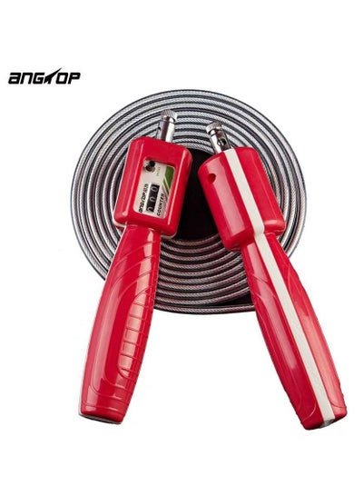 Buy AT0526 Adjustable Steel Wire Jump Rope With Counter - Red in Egypt