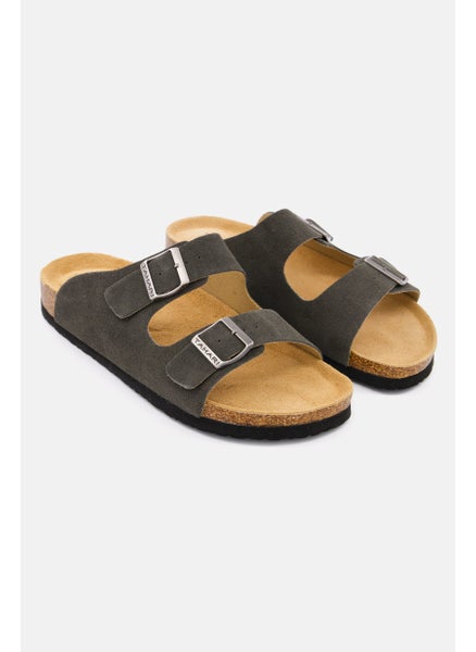 Buy Men Plain Slip On Cork Sandals, Dark Grey in Saudi Arabia