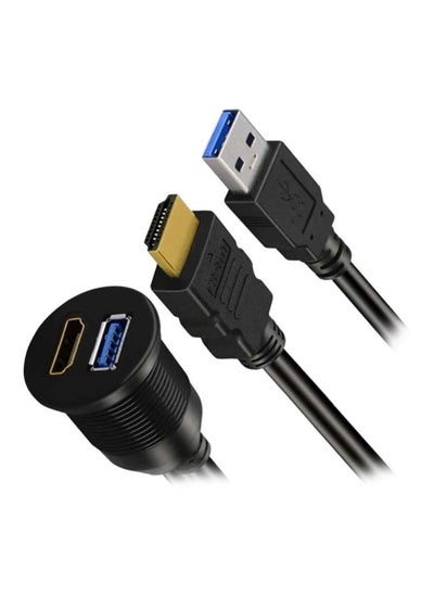 Buy USB To HDMI Cable With Aux Mount Black in Saudi Arabia