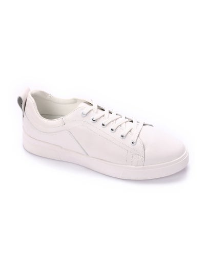 Buy Genuine Leather Men Lace Up Sneakers - White in Egypt