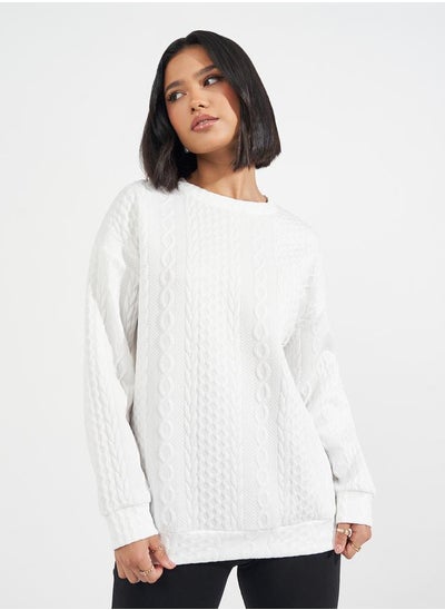 Buy Oversized Regular Length Textured Sweatshirt in Saudi Arabia