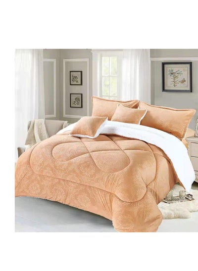 Buy DREAMBELL KINGSIZE SOFT & FLUFFY 6 PC VELVET/FUR COMFORTER SET BEIGE in UAE