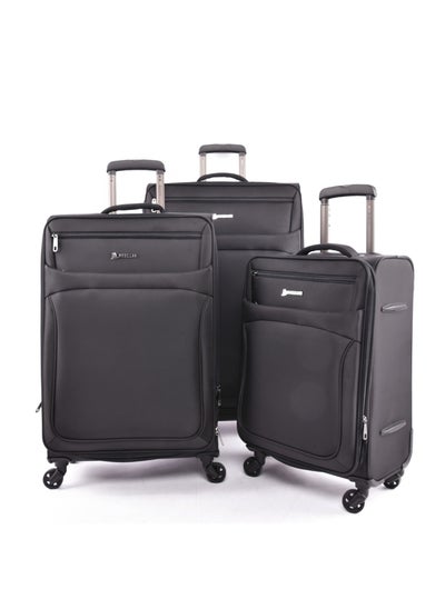 اشتري Magellan Fabric Luggage Trolley Travel Bag 3Pc Set Size 20/24/28 Inch Black في السعودية