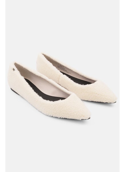 Buy Women Faux Shearling Ballet Flat, Vanilla in Saudi Arabia