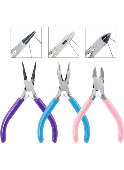 Buy SHOWAY 3pcs Jewelry Pliers Wire Cutter Pliers Needle Nose Pliers for Home Jewellery Making Wire Wrapping DIY Crafts in Saudi Arabia