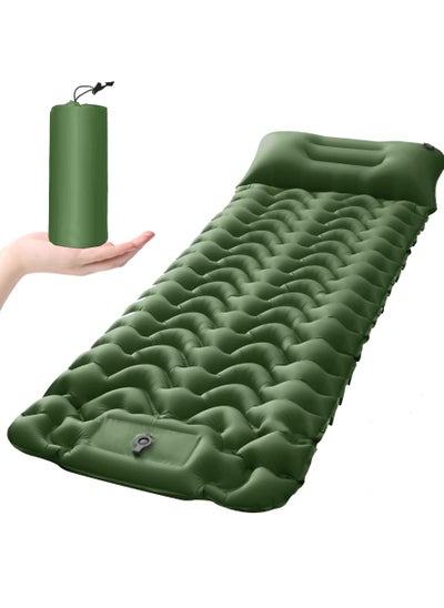 Buy Camping Sleeping Pad, Extra Thickness 10 CM Inflatable Mat with Pillow Built in Pump, Compact Ultralight Waterproof Air Mattress for Backpacking, Hiking, Tent, Traveling in UAE