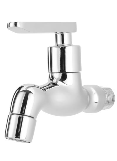 اشتري Geepas Wall Mounted Tap  GSW61142, Single Hole Wall Mounted Tap for Bathroom and Lavatory, High Quality Brass Material in Chrome Color, Durable Quarter Turn Ceramic Cartridge, Leak-Proof, Solid Lever في الامارات